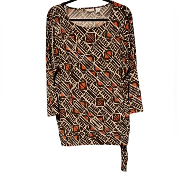 Chico's Tops - Chicos Top Womens 3 Size Large XL Side Tie Boat Neck Top 3/4 Sleeve Blouse EUC